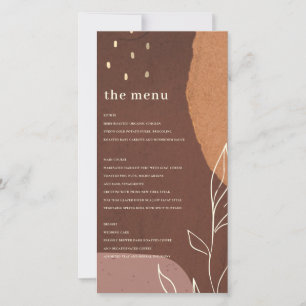 Abstract Rust Orange Leafy Foliage Menu Card