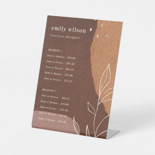 Abstract Rust Orange Leafy Foliage Service Price Pedestal Sign