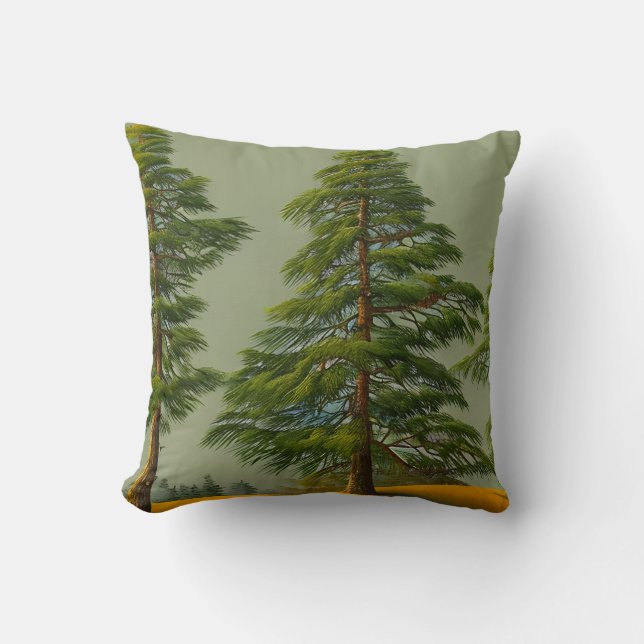 Abstract Rustic Northern Pine Cushion (Front)