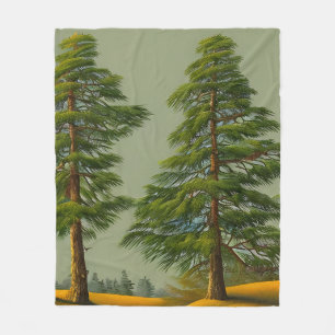 Abstract Rustic Northern Pine Fleece Blanket