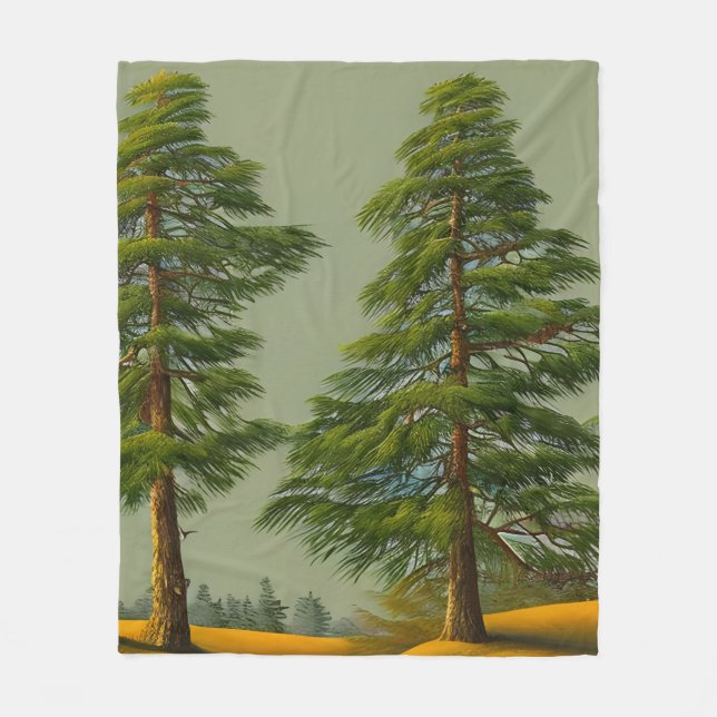 Abstract Rustic Northern Pine Fleece Blanket (Front)