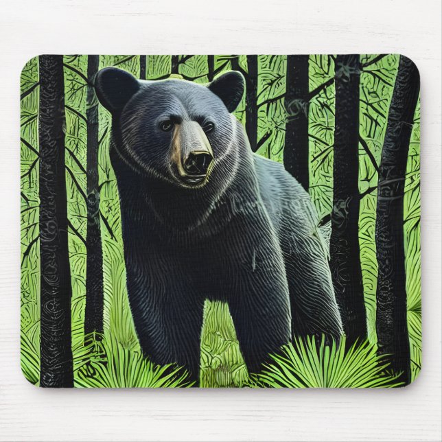 Abstract Rustic Wilderness Black Bear Mouse Pad (Front)