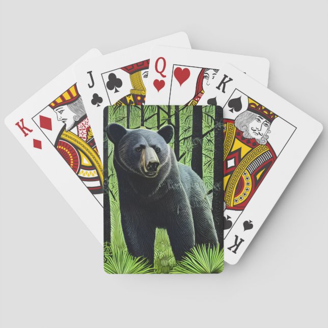 Abstract Rustic Wilderness Black Bear Playing Cards (Back)