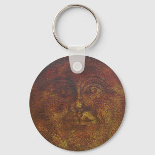 Abstract rusty brown Face of the Sun Key Chain