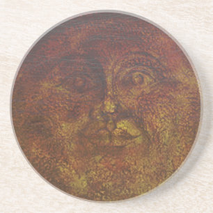 Abstract Rusty Brown Face of the Sun Sandstone Coa Coaster