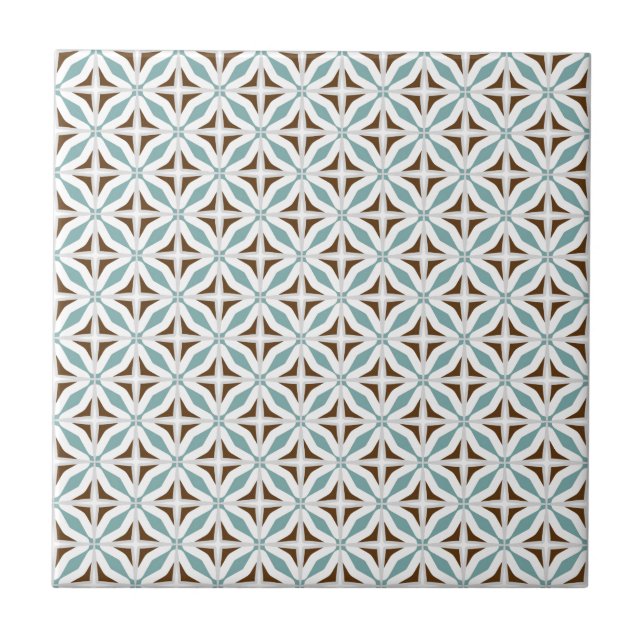Abstract Safari Geometric Pattern Turquoise Tile (Front)