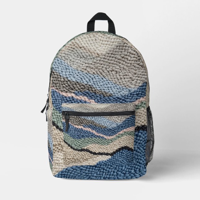 Abstract Sage Dusty Blue Mountain Backpack (Front)