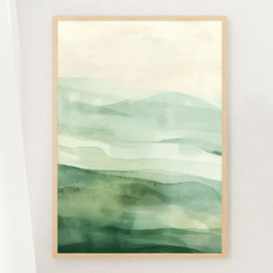 Abstract Sage Green & Beige Mountains Print 1 of 3