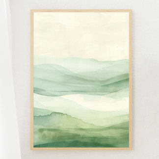 Abstract Sage Green & Beige Mountains Print 2 of 3