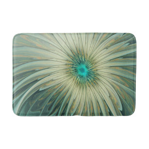 Abstract Sage Green Fantasy Flower Fractal Art Bath Mat