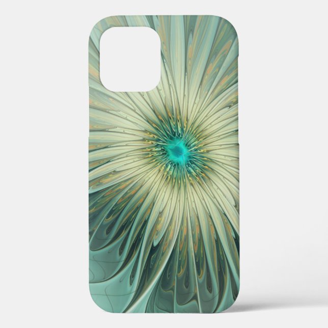 Abstract Sage Green Fantasy Flower Fractal Art Case-Mate iPhone Case (Back)