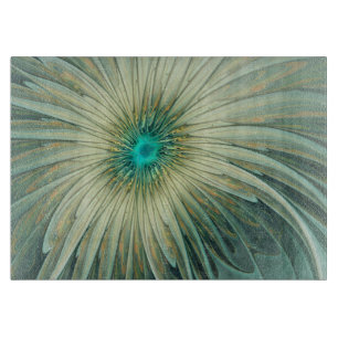 Abstract Sage Green Fantasy Flower Fractal Art Cutting Board