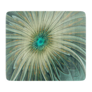 Abstract Sage Green Fantasy Flower Fractal Art Cutting Board