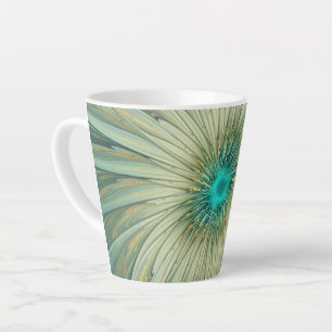 Abstract Sage Green Fantasy Flower Fractal Art Latte Mug