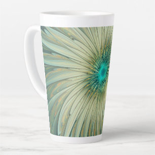 Abstract Sage Green Fantasy Flower Fractal Art Latte Mug