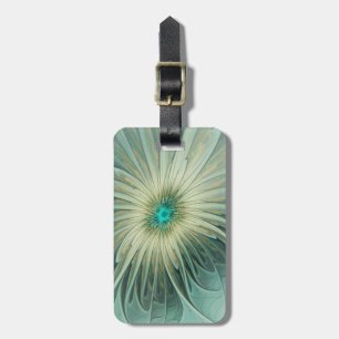 Abstract Sage Green Fantasy Flower Fractal Art Luggage Tag