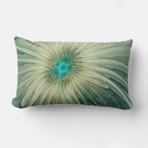 Abstract Sage Green Fantasy Flower Fractal Art Lumbar Cushion