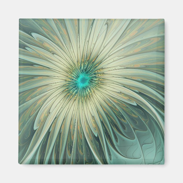 Abstract Sage Green Fantasy Flower Fractal Art Magnet (Front)