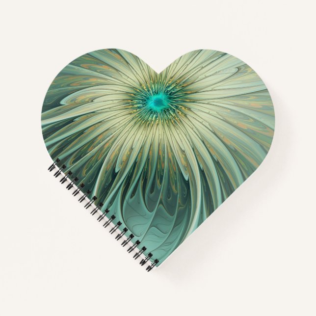 Abstract Sage Green Fantasy Flower Fractal Art Notebook (Front)
