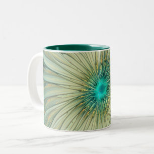 Abstract Sage Green Fantasy Flower Fractal Art Two-Tone Coffee Mug