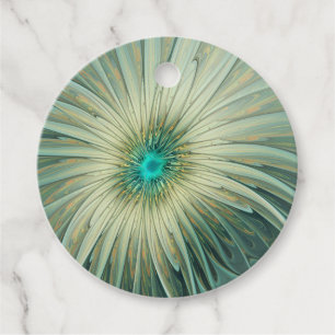 Abstract Sage Green Fantasy Flower Fractal Custom Favour Tags