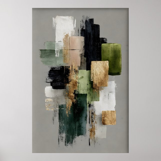 Abstract Sage Green Minimal Print, Printable Art Poster (Front)