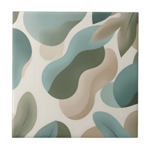 Abstract Sage Green Organic Fluid Shapes Modern Ceramic Tile