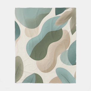 Abstract Sage Green Organic Fluid Shapes Modern Fleece Blanket