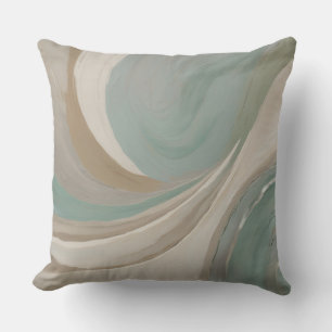 Abstract Sage Light Blue Tan Contemporary Print Cushion