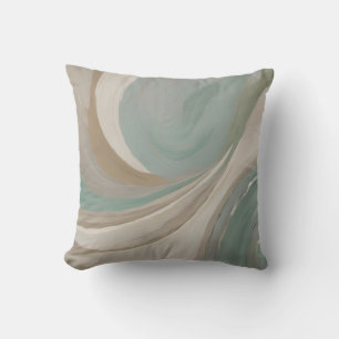 Abstract Sage Light Blue Tan Contemporary Print Cushion