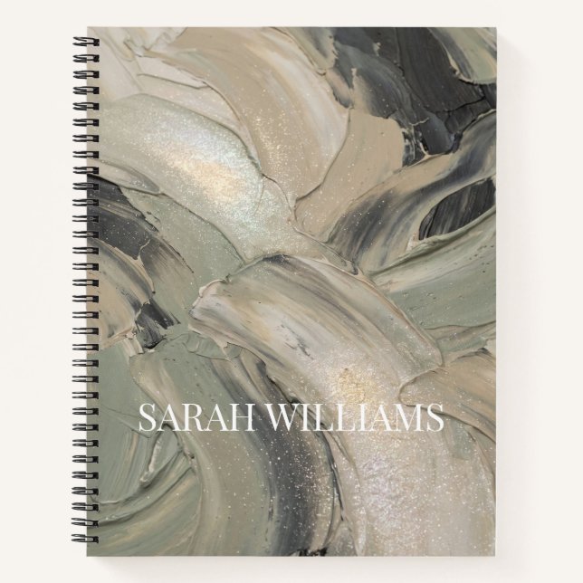 Abstract Sage Painting Personalised Name Notebook (Front)