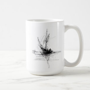 Abstract Sailboat Sketch Coffee Mug
