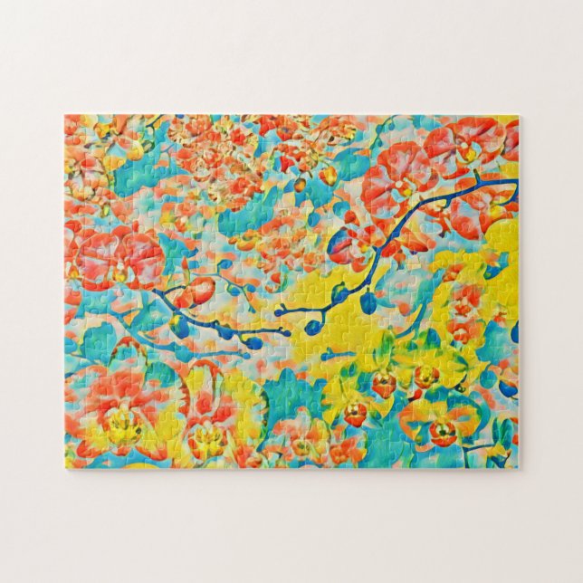 Abstract Sakura Spring Cherry Blossom Floral Jigsaw Puzzle (Horizontal)
