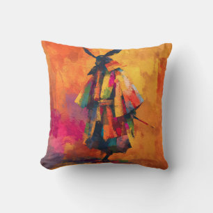 Abstract Samurai Warrior Silhouette Cushion