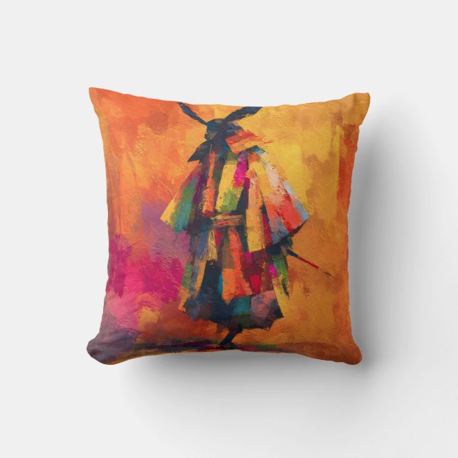 Abstract Samurai Warrior Silhouette Cushion (Front)