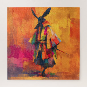 Abstract Samurai Warrior Silhouette Jigsaw Puzzle
