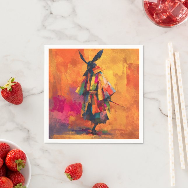 Abstract Samurai Warrior Silhouette Napkin (Insitu)