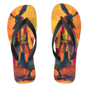 Abstract Samurai Warrior Silhouette Thongs