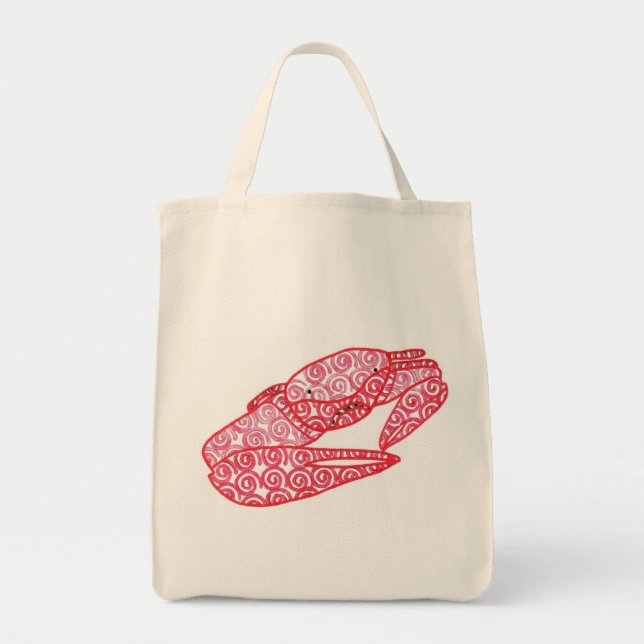 Abstract Sand Crab with red swirls, beach bag (Front)
