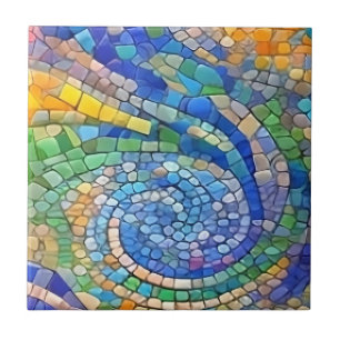 Abstract Sand & Ocean Waves Gaudi-like mosaic art Ceramic Tile