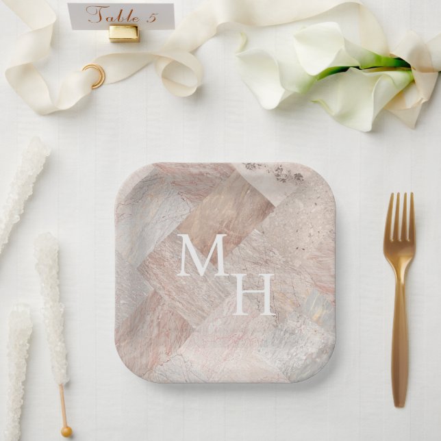 Abstract Sandstone Marbled  Paper Plate (Wedding)
