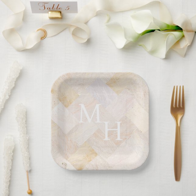Abstract Sandstone Marbled  Paper Plate (Wedding)