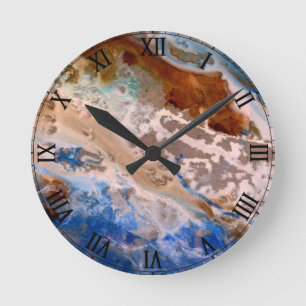 Abstract sandy beach pattern water foam pattern  round clock