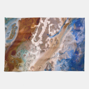 Abstract sandy beach pattern water foam pattern tea towel
