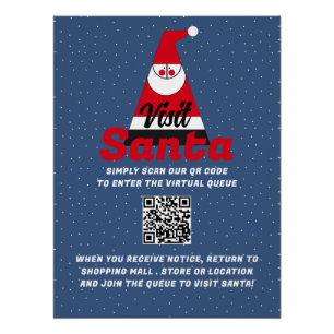 Abstract Santa, Visit Santa, QR Code Queue Poster