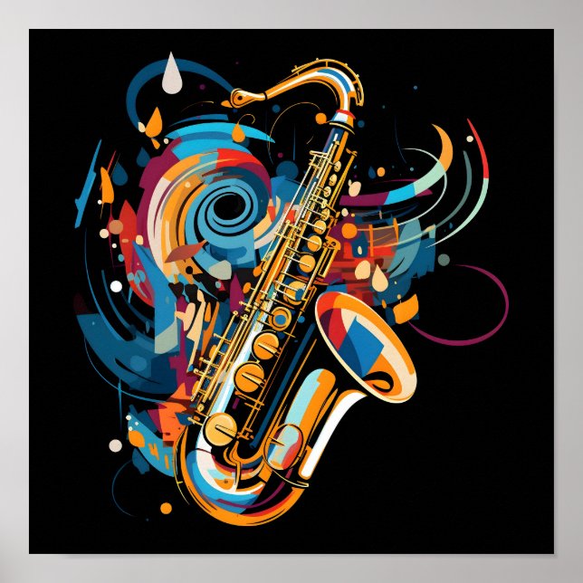 Abstract Saxophone Design Poster (Front)