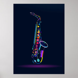 Abstract saxophone poster