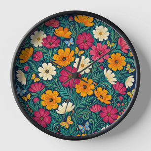 Abstract Scandinavian Flowers Garden Art Clocks