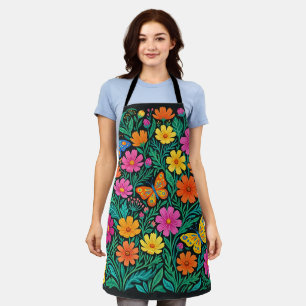 Abstract Scandinavian Folk Butterflies Apron