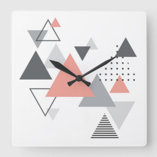 Abstract Scandinavian Geometric Design Square Wall Clock